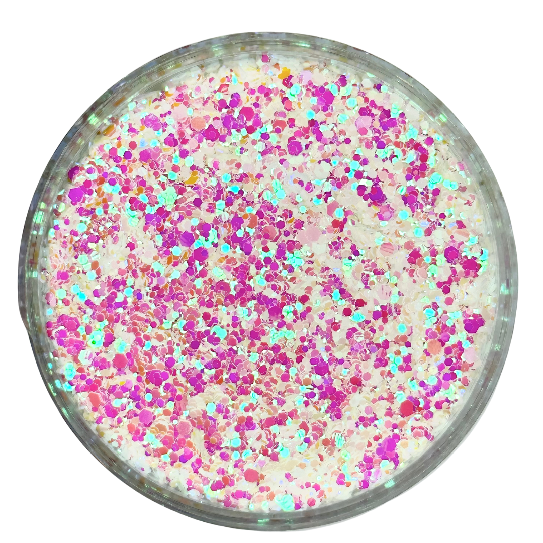 Pink iridescent opal polyester glitter for art, body, nails and more - PDB Creative Studio