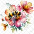 Floral bee uvdtf whitecast decal sticker
