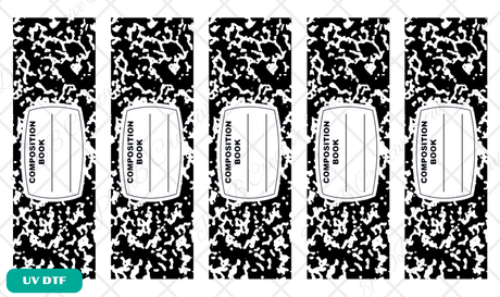 Composition notebook uvdtf pen wraps