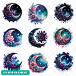 Celestial floral Moon Phases UVDTF element sheet