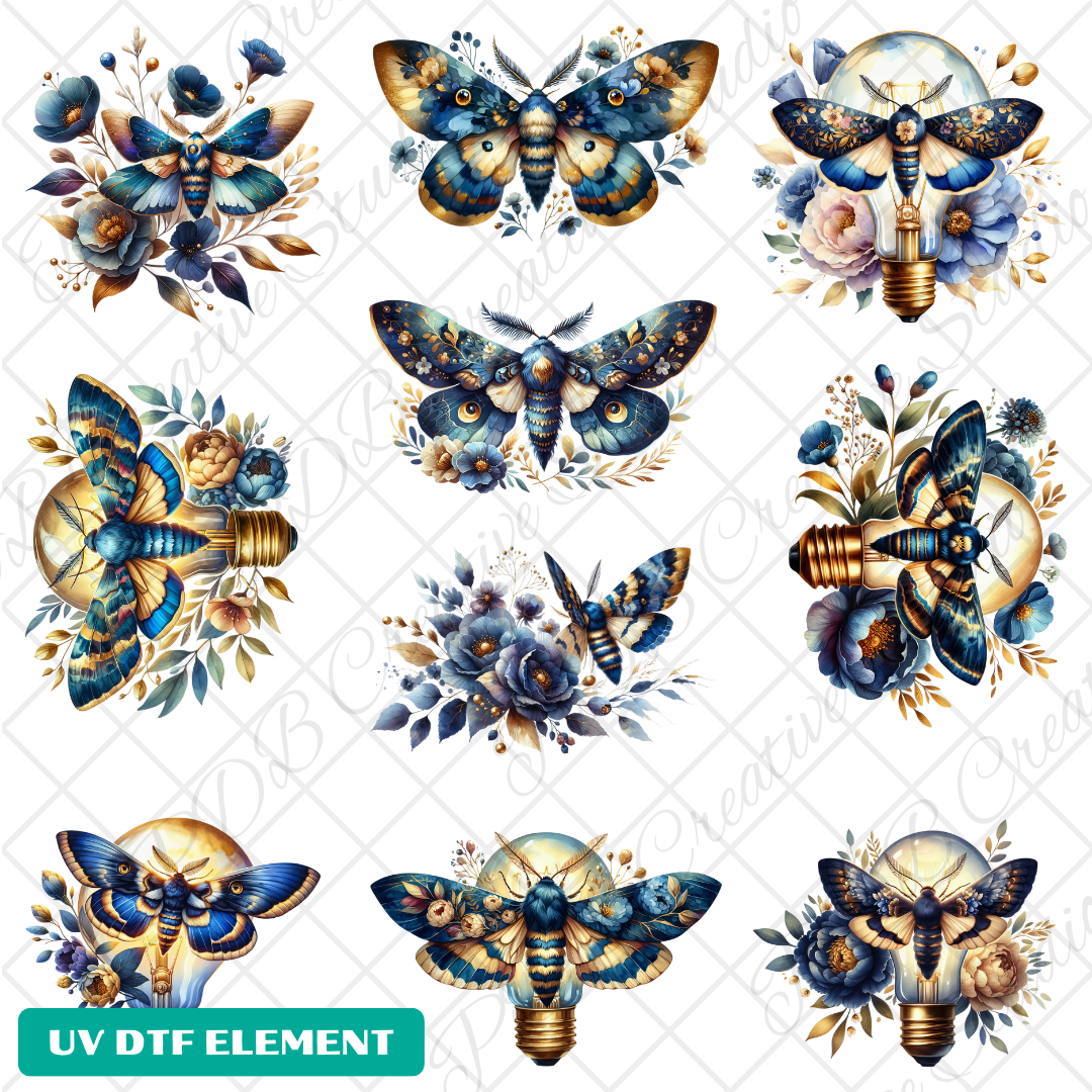 Blue moth celestial UVDTF element sheet