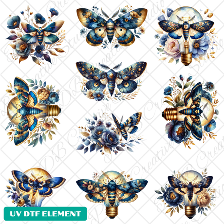Blue moth celestial UVDTF element sheet