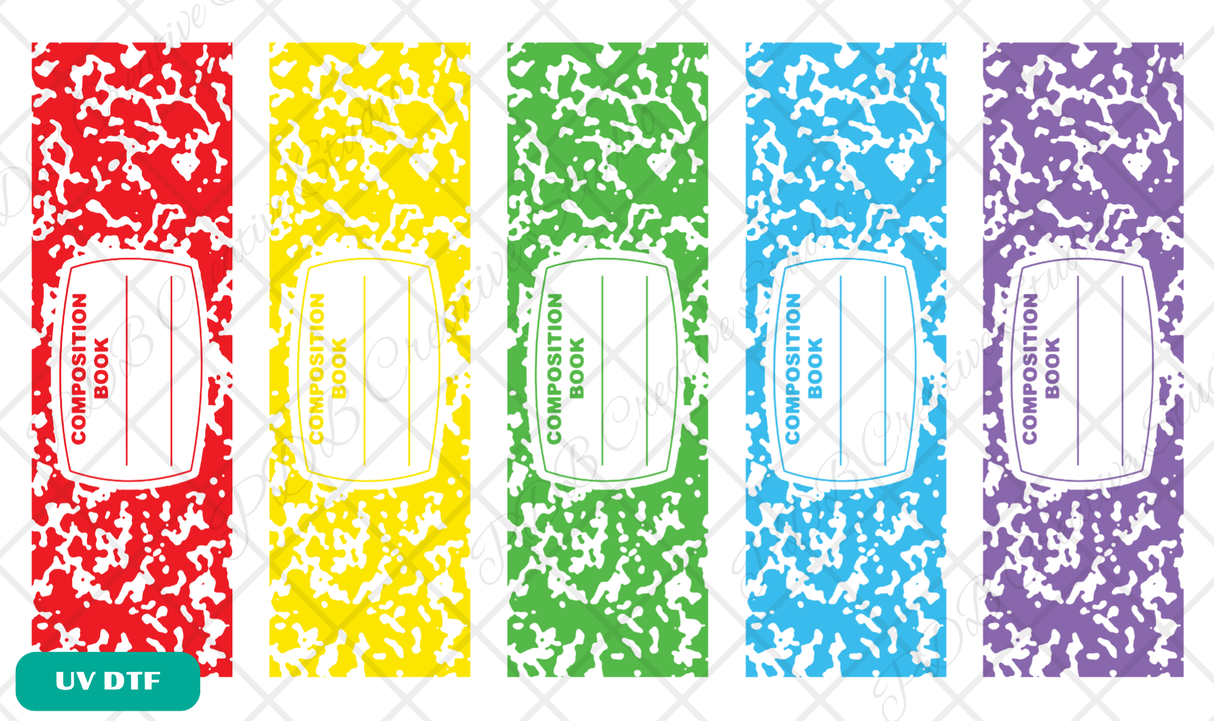 Rainbow composition notebook uvdtf pen wraps