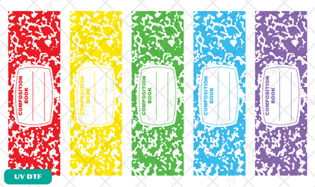 Rainbow composition notebook uvdtf pen wraps