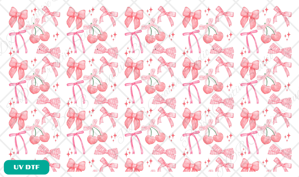 Pink Coquette Bows and Cherries Pen Wraps