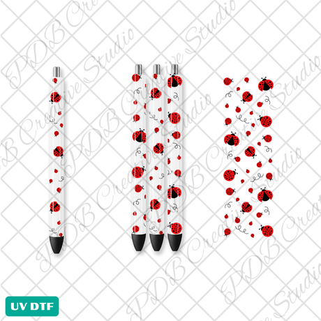 Red lady bug uvdtf pen wrap