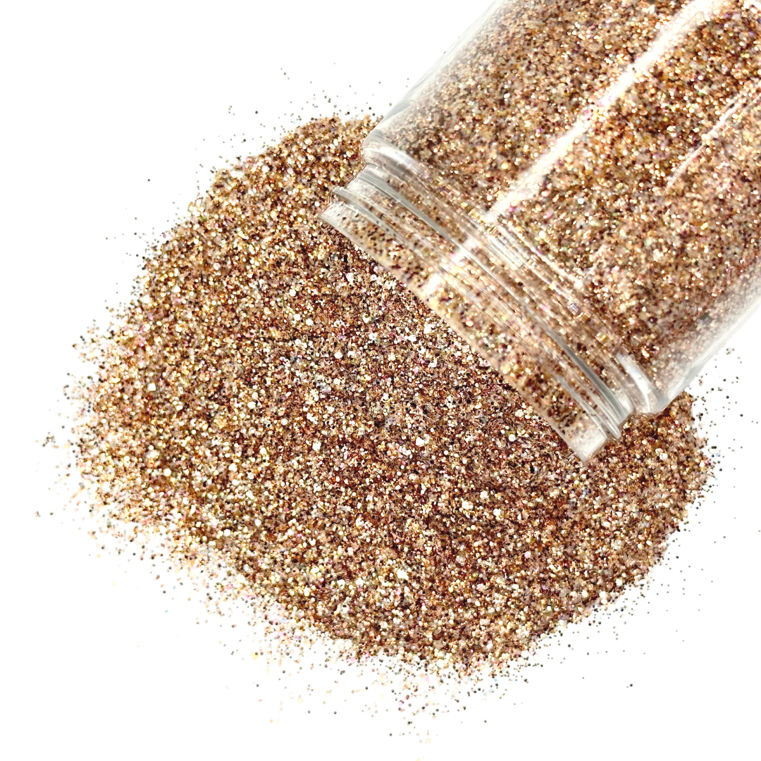 Golden brown custom glitter mix for art, body, nails / PDB Creative Studio