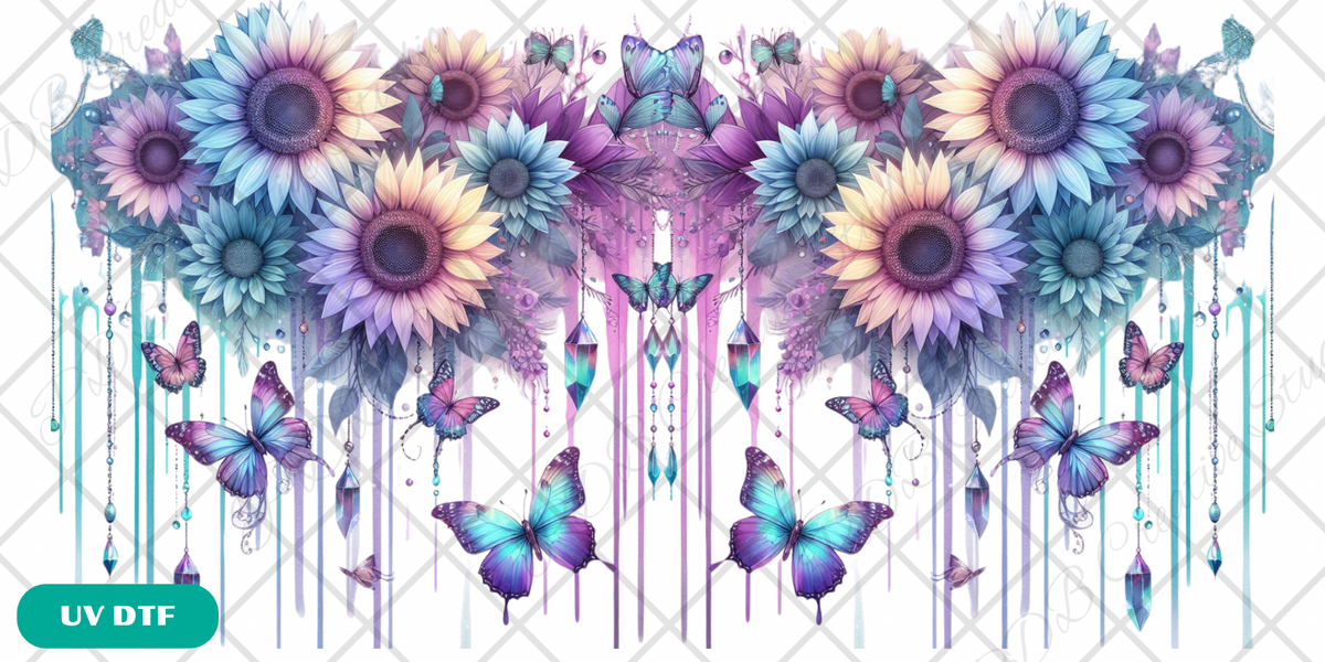 pastel sunflower butterfly libbey glass can tumbler wrap uvdtf