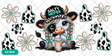 mini cow coffee black and turquoise libbey glass can tumbler wrap uvdtf