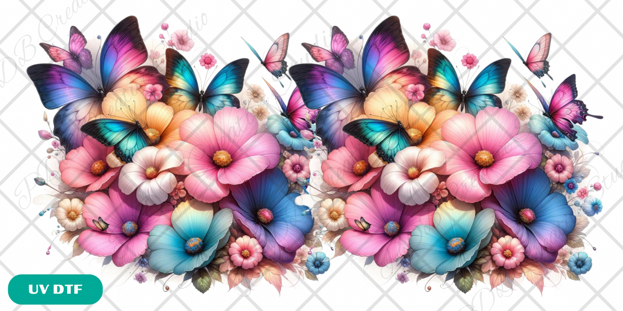 floral butterfly glass can libbey tumbler wrap uvdtf