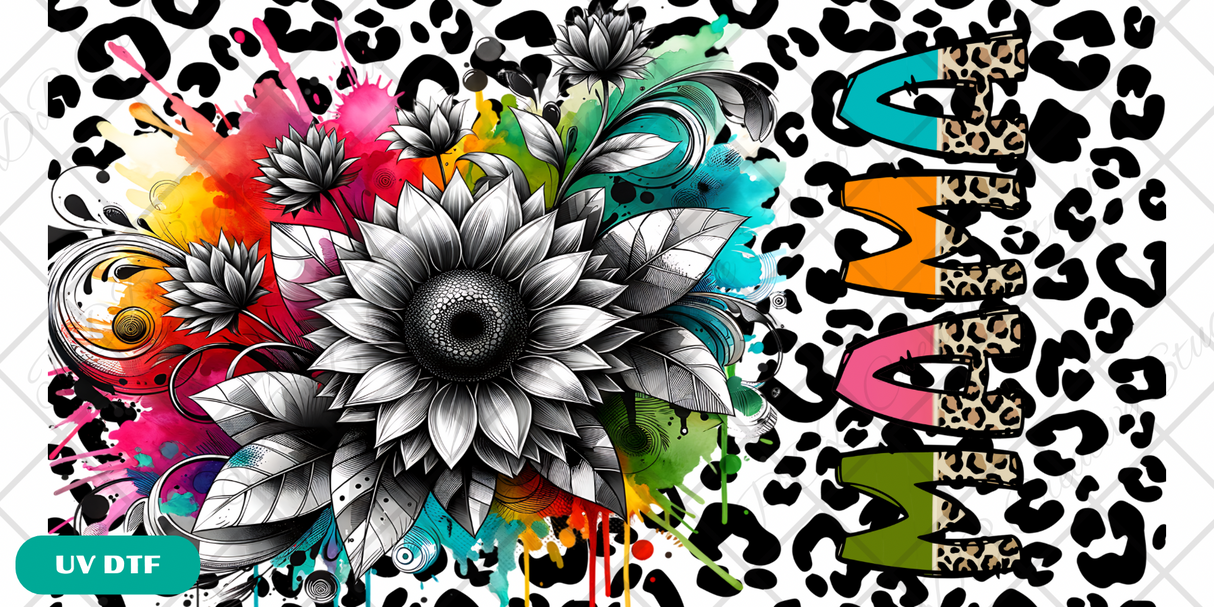 mama mothers day rainbow floral leopard print libbey glass can tumbler uvdtf wrap