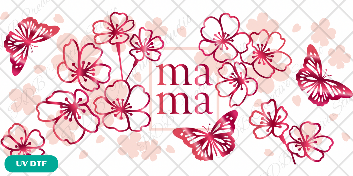 mama floral butterfly mothers day libbey glass can tumbler uvdtf wrap