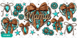 Mama wester turquoise heart uv-dtf libbey glass can tumbler wrap