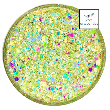 Yellow multi shape custom chunky glitter mix / PDB Creative Studio for art, nails and projects