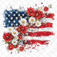 red white and blue 4th of July patriotic floral ripped flag uv-dtf decal wrap for diy resin art