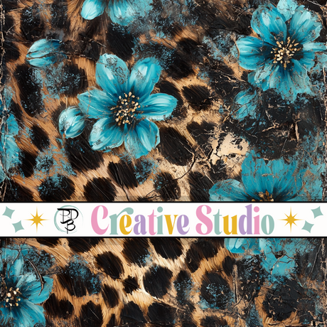 BLUE FLORAL LEOPARD PRINT VINYL FOR CRICUT SILHOUETTE DIY RESIN ART