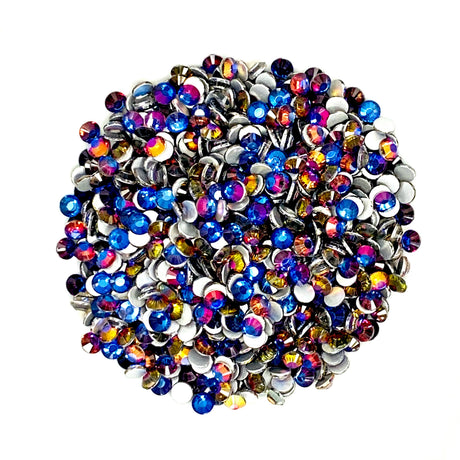 BLUE FLAME - BLUE PURPLE ORANGE AB Glam Glass® flatback, non hotfix rhinestones for art, body, nails and more - PDB Creative Studio