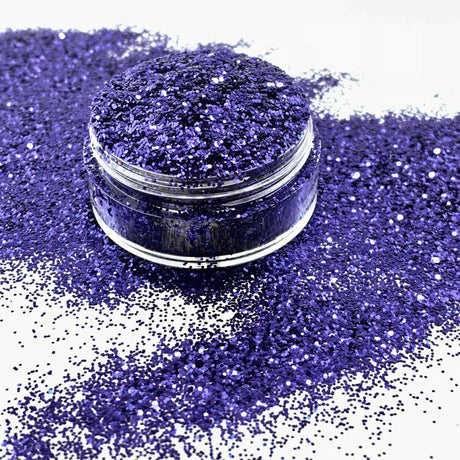 Deep purple blue polyester fine glitter for art, body, nails and more - PDB Creative Studio