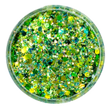 green custom mix multi-size glitter for art, body, nails and more - PDB Creative Studio