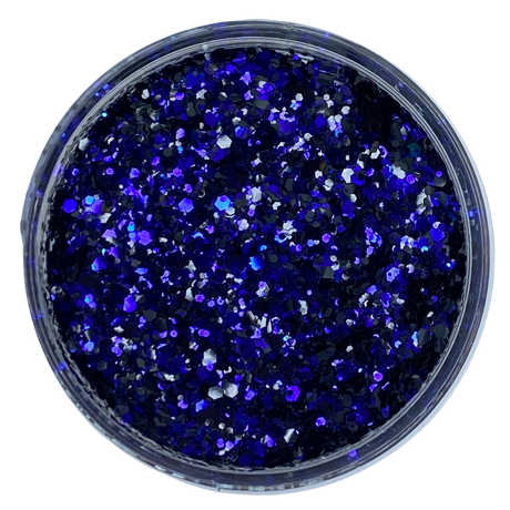 Deep blue black color shift polyester glitter for art, body, nails and more - PDB Creative Studio