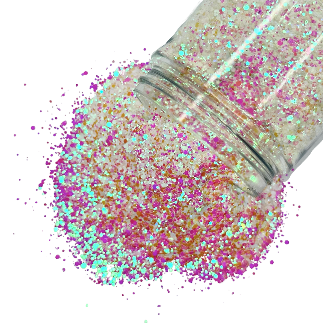 Pink iridescent opal polyester glitter for art, body, nails and more - PDB Creative Studio